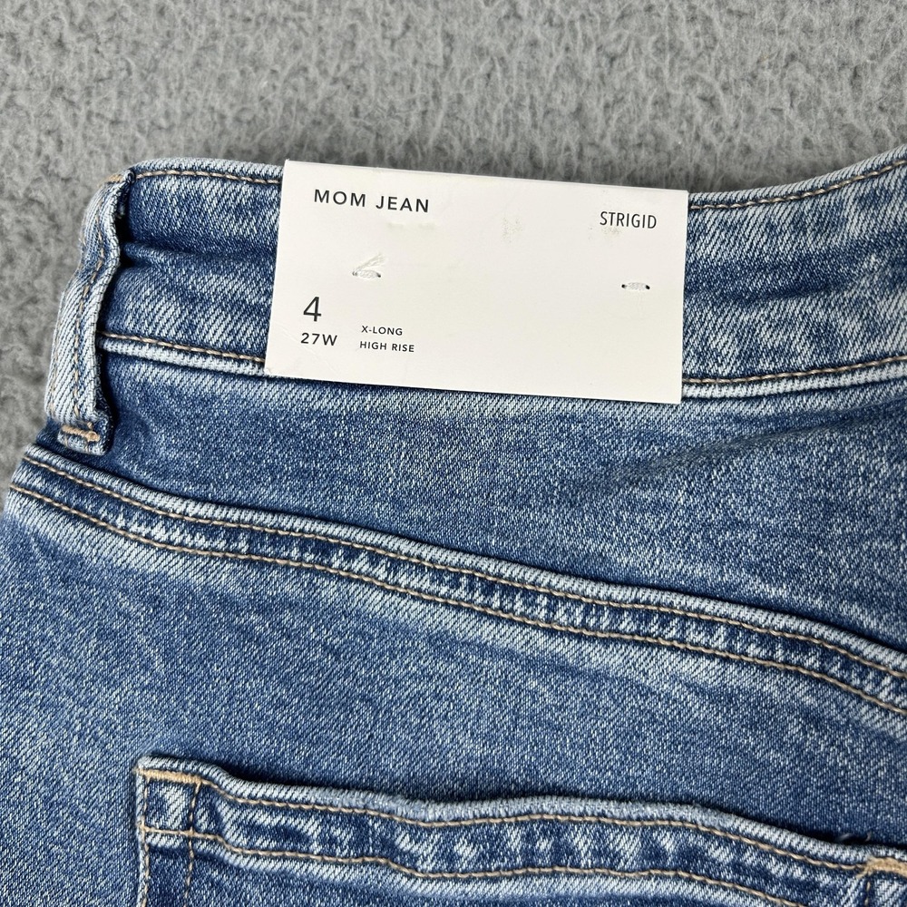 American Eagle Outfitters Jeans Womens 4 Blue Mom High Rise Ripped Knees X-Long - Picture 14 of 15